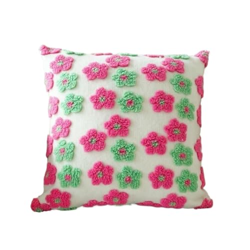 FVCTGHZ Rote Rosen Blumen Kissen, Sakura Kissen Ästhetik Dekorative Couch Coushion Stickerei(Hot Pink) von FVCTGHZ