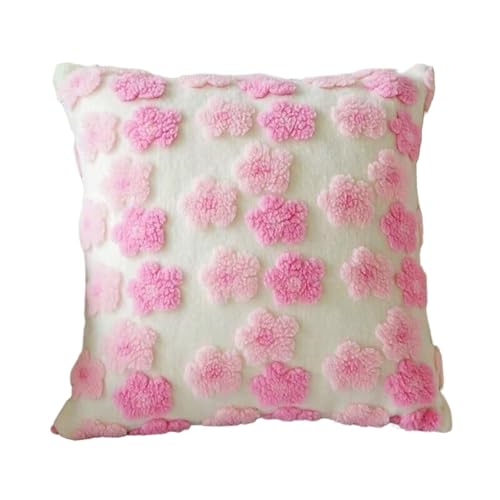 FVCTGHZ Rote Rosen Blumen Kissen, Sakura Kissen Ästhetik Dekorative Couch Coushion Stickerei(Pink) von FVCTGHZ
