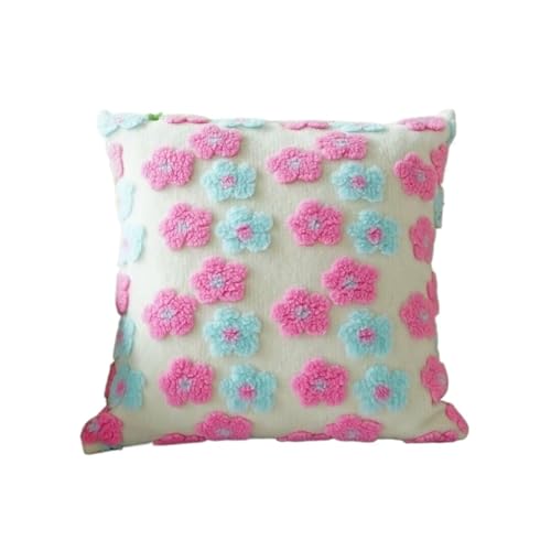FVCTGHZ Rote Rosen Blumen Kissen, Sakura Kissen Ästhetik Dekorative Couch Coushion Stickerei(Pink-Blue) von FVCTGHZ