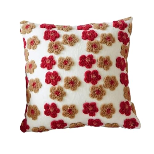 FVCTGHZ Rote Rosen Blumen Kissen, Sakura Kissen Ästhetik Dekorative Couch Coushion Stickerei(Red) von FVCTGHZ