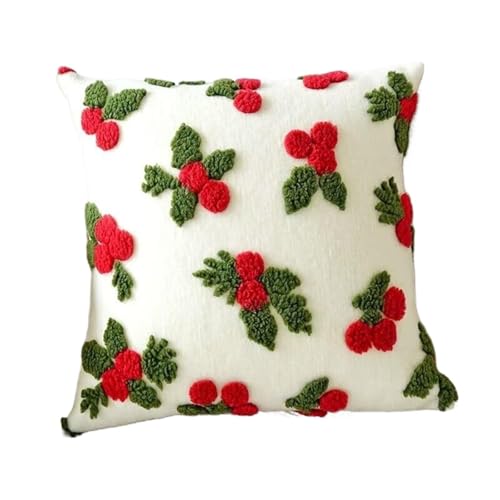 FVCTGHZ Rote Rosen Blumen Kissen, Sakura Kissen Ästhetik Dekorative Couch Coushion Stickerei(Red Cherry) von FVCTGHZ
