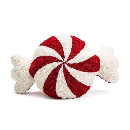 FVCTGHZ Weihnachtskissen, rundes Kissen, Kissen in Zuckerstangenform, dekoratives süßes lustiges Kissen(Candy-red) von FVCTGHZ