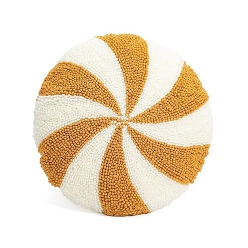 FVCTGHZ Weihnachtskissen, rundes Kissen, Kissen in Zuckerstangenform, dekoratives süßes lustiges Kissen(Round-Gold) von FVCTGHZ