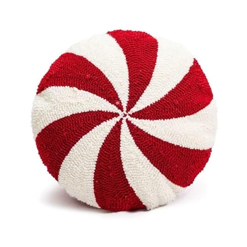 FVCTGHZ Weihnachtskissen, rundes Kissen, Kissen in Zuckerstangenform, dekoratives süßes lustiges Kissen(Round-red) von FVCTGHZ
