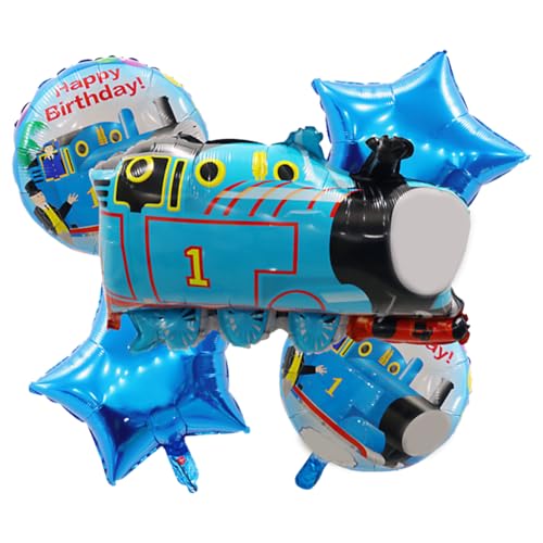 5 Stück Aluminiumfolie Geburtstagsdekoration, Blaue Zug-Freunde-Luftballons, Cartoon-Zug-Geburtstagsparty-Zubehör, Babyparty, Kinder, Teenager 5 Stück Aluminiumfolie Geburtstagsdekoration, Blaue Zug-Freunde-Luftballons, Cartoon-Zug-Geburtstagsparty-Zubehör, Babyparty, Kinder, Teenager von FVGYITG