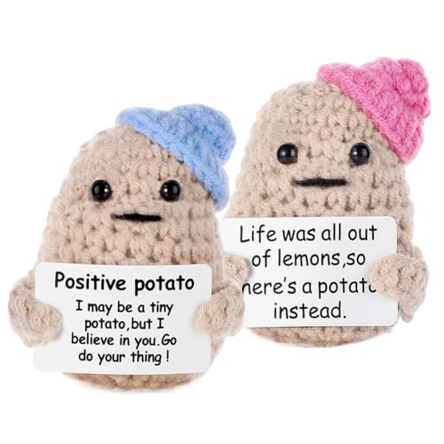 FVGYITG 2 Stück Gestricktes Kartoffelspielzeug Schlüsselanhänger,Kartoffelstrickpuppe,Handgestrickter positiver Stimmungsornament,Kartoffel-Schlüsselanhänger Ehepaar,für Tragetasche,Rucksack (B) von FVGYITG