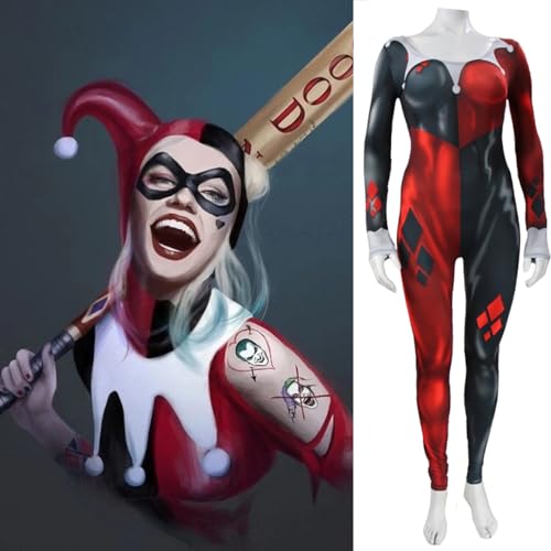 FVNLKY Harley Quinn Kostüm Suicide Squad für Frau Superhelden DC Comics – Kostüm für Kinder Erwachsene Halloween Bösewicht Kostüm für Halloween Cosplay von FVNLKY