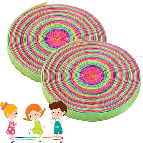 FVWBKBBE 2 Rollen Gummitwist,6 Meter Gummi Twist Regenbogenfarben für Gaming im Innen- und Außenbereich FVWBKBBE 2 Rollen Gummitwist,6 Meter Gummi Twist Regenbogenfarben für Gaming im Innen- und Außenbereich von FVWBKBBE