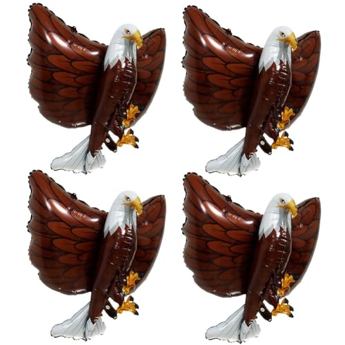 FWANGEN Groß Helium Foil Animal Ballon, 4 Stück Adler Luftballons, Braun, 83 * 66cm, Party, Kinder, Unisex-Kinder von FWANGEN
