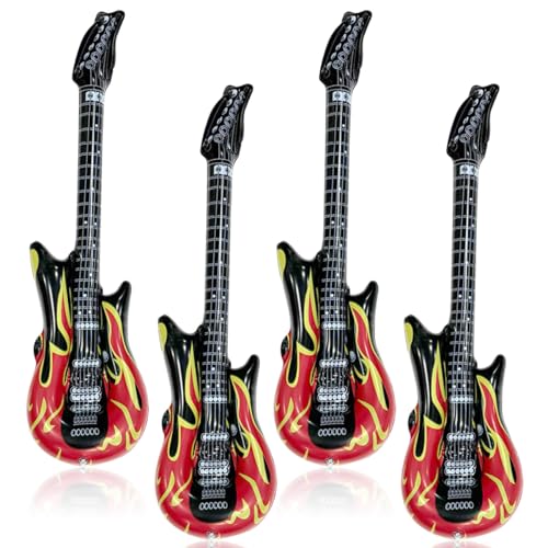 4 Stück Aufblasbare Gitarren,Aufblasbare Party Gitarre,Aufblasbare Gitarren Requisiten,Rock Musikinstrument,für Mottopartys,Karneval,Props Party (4 PSC) von FWHFNB