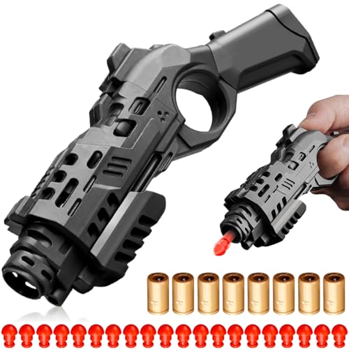 Anti Stress Spielzeug Pistole,Fidget Pistole,Spielzeugpistole,Mit 20 Weiche Kugel und 8 Patronenhülse,Dekompression Ziehen BootfäHig Spielzeugpistole,Mehrere SpielmöGlichkeiten (Schwarz) von FWHFNB