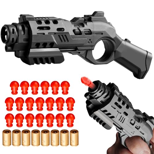 Anti Stress Spielzeug Pistole,Spielzeugpistole,Fidget Pistole,Dekompression Ziehen BootfäHig Spielzeugpistole,Mit 20 Weiche Kugel und 8 Patronenhülse,Mehrere SpielmöGlichkeiten (Schwarz) von FWHFNB