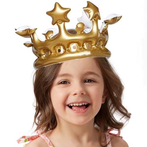 FWHFNB Aufblasbare Krone,Aufblasbare Geburtstagskrone,Geburtstagskrone,Gold Aufblasbare Krone,für Kostümzubehör Karneval,Geburtsagskinder,Geschenkidee (15x20cm) von FWHFNB