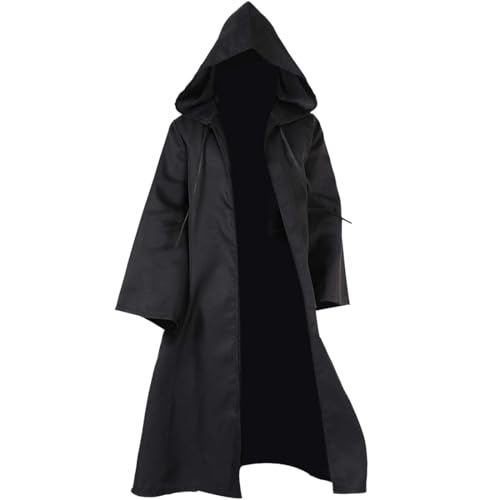 FWHFNB Jedi Robe, Kostüm Mit Kapuze, Unisex Umhang für Erwachsene, Halloween, Karneval, Maskerade, Vampir Cosplay (Schwarz, M) von FWHFNB
