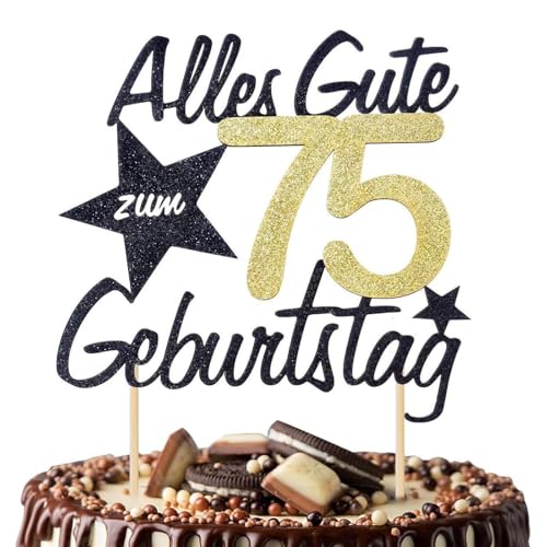 Torten Deko 75 Geburtstag Alles Gute zum Geburtstag 75 Jahre Tortendeko Happy 75th Birthday Cake Topper Kuchen Topper Kuchendeko 75 Geburstagstorte Deko Männer Frauen von FWORUAIS