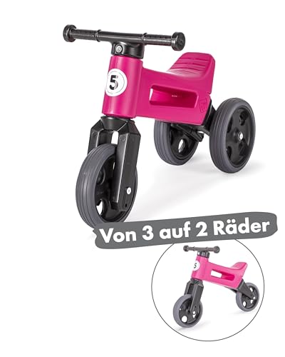 FWRider Sport 2-in-1 Kinder Laufrad Pink - Zweirad und Dreirad in einem, Balance-Bike mit Gurt und geräuschlosen Rollen - Ab 18 Monaten, geeignet bis 25 kg, Lauflernrad von FWRider