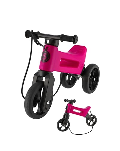 FWRider Supersport 2-in-1 Kinder Laufrad Himbeerrot/Schwarz - Zweirad und Dreirad in einem, Balance-Bike mit Gurt und geräuschlosen Rollen - Ab 18 Monaten, geeignet bis 25 kg, Lauflernrad von FWRider