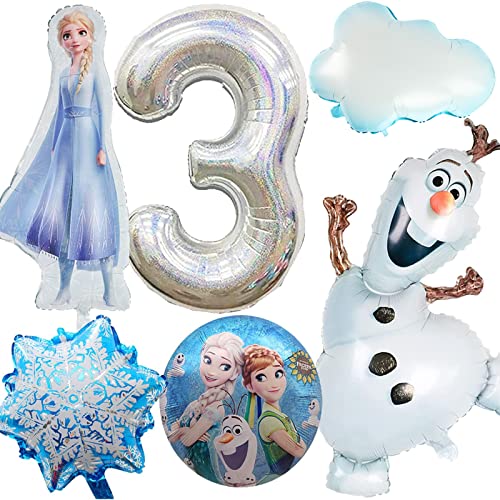 Frozen Luftballons Geburtstag 3 Jahre, Frozen Foil Balloons, Frozen Geburtstagsdeko, Frozen Geburtstagsparty Deko 3 Jahre, Frozen Folienballons für Kinder Geburtstag Party Dekoration von FXFOOT