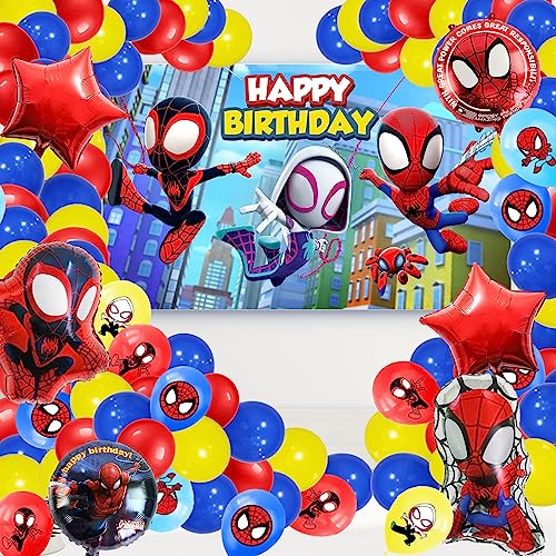 Spiderman Luftballons Geburtstag, Geburtstagsdeko Luftballons Spider-man Luftballons Kindergeburtstag Luftballons, Spiderman Folienballons Latex Ballons Hintergrund für Kinder Party Dekoration von FXFOOT