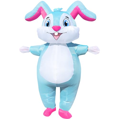 FXICH Aufblasbare Kaninchen Kostüm Hase Party Kostüm Erwachsene aufblasbare Kostüm Fancy Dress Cosplay Kleid für Ostern blue von FXICH