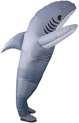 FXICH Aufblasbares Hai-Kostüm für Erwachsene, luftaufblasbar, Hai-Kostüm, lustiges Kostüm, Party-Kostüm für Erwachsene, aufblasbares Halloween-Kostüm, Grau von FXICH