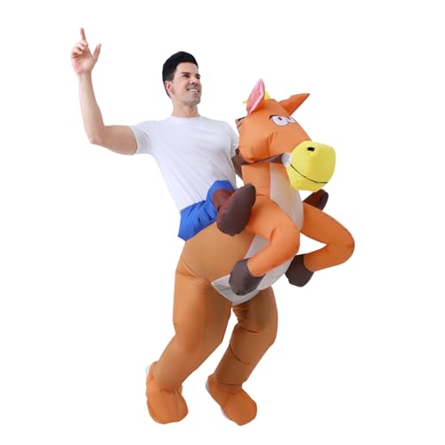 FXICH Aufblasbares Pferdekostüm für Damen und Herren, für Cosplay-Partys, aufblasbares Reitpferdkostüm, Aufblaskostüm, Halloween von FXICH