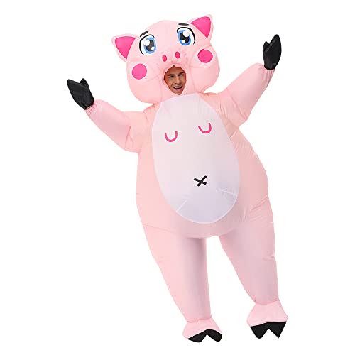 FXICH Aufblasbares Schweinekostüm für Erwachsene,Halloween Aufblasbares Schwein Csotume Rosa Schweinekostüm für Erwachsene,Aufblasbares Schweinekostüm,Aufblasbare Kostüme für Halloween & Party&Show von FXICH