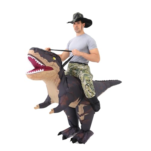 FXICH Inflatable Dinosaur Costume for Adults 150-190cm, Blow-Up T-Rex Kostüm Halloween Karneval (Aufblasbare Dino Kostüm schwarz, Lustige Tierkostüm) black von FXICH