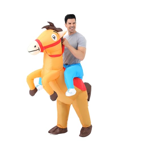 FXICH Inflatable Horse Costume for Adults 150-190cm, Blow-Up Animal Pony Dress Halloween Karneval Fasching (Aufblasbare Pferde kostüm, Lustige Tierkostüm, Spaßkostüm) von FXICH