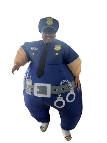 FXICH Polizei Costume Inflatable Adults, Halloween Karneval Fasching Party Blow-Up Dress (Polizei Kostüme, Aufblasbare Spaßkostüm) 150-190cm (blue) von FXICH