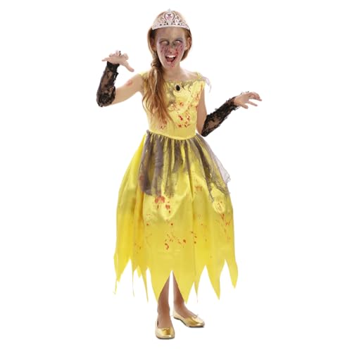 FYASA Gelbes Zombie-Prinzessin-Kostüm für Mädchen, Größe 7 bis 9 Jahre von FYASA