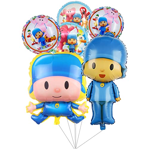 FYFLYMT Pocoyo Folienballons, 6 Stück, Mehrfarbig, Ballon, Kinder, Unisex, Geburtstag, Aluminium, 22 x 24 cm, Ballons, Folienballon von FYFLYMT