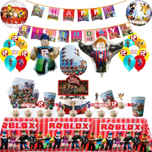 Roblox Geburtstag Party Set，Ggeburtstag Roblox Partygeschirr,Roblox Geburtstagsdeko,Roblox Luftballon,Tortendeko,Party Tableware,Party Luftballon,Geburtstagsparty deko，Kindergeburtstag Party Deko Set von FYFLYMT