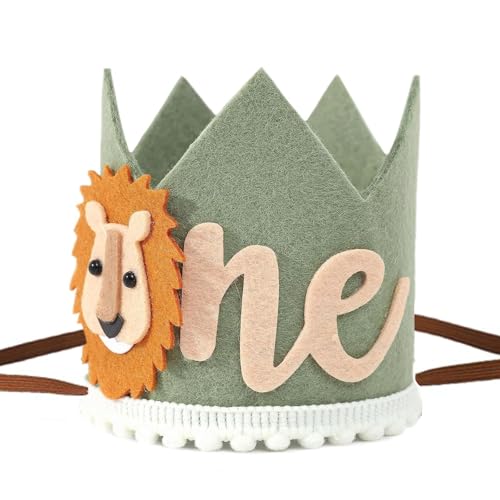 FYHJNC Baby Erster Geburtstag Krone, Dschungel Wild One Hut 1. Geburtstag Hut Junge Löwe Party Dekorationen, Geeignet für Kindergeburtstage, Karneval, Hinterlassen wertvolle Erinnerungen für Kinder FYHJNC Baby Erster Geburtstag Krone, Dschungel Wild One Hut 1. Geburtstag Hut Junge Löwe Party Dekorationen, Geeignet für Kindergeburtstage, Karneval, Hinterlassen wertvolle Erinnerungen für Kinder von FYHJNC