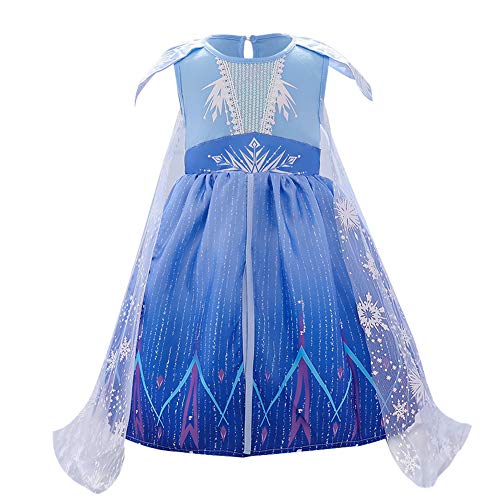 FYMNSI Kleinkinder Baby Mädchen Kostüm Prinzessin Eiskönigin Kleid Verkleidung Geburtstag Party Fasching Karneval Halloween Cosplay Ankleiden Weihnachten Partykleid Festkleid Blau 18-24 Monate von FYMNSI