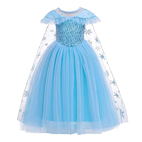 FYMNSI Mädchen Prinzessin Kostüm Maxikleid mit Schneeflocke Umhang Kinder Halloween Cosplay Karneval Fasching Verkleidung Weihnachten Partykleid Abendkleid Festkleid Eisblau 4-5 Jahre FYMNSI Mädchen Prinzessin Kostüm Maxikleid mit Schneeflocke Umhang Kinder Halloween Cosplay Karneval Fasching Verkleidung Weihnachten Partykleid Abendkleid Festkleid Eisblau 4-5 Jahre von FYMNSI