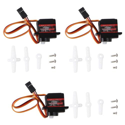 FYOBOT 3 Teile/Los Servo 9G Digitaler Servomotor Hochgeschwindigkeitslenkung RC Servo Kunststoffgetriebe Servo für 1/16 1/18 1/24 RC Auto Boot von FYOBOT