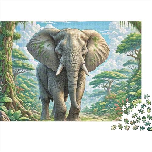 1000 Teile Puzzle Für Erwachsene - Schwieriges Holzlegespiel, Mentales Training,African Elephant Bunte Fliesen Dekoration, Familientaugliches Geschenk 1000pcs (75x50cm) von FYQTCIAN