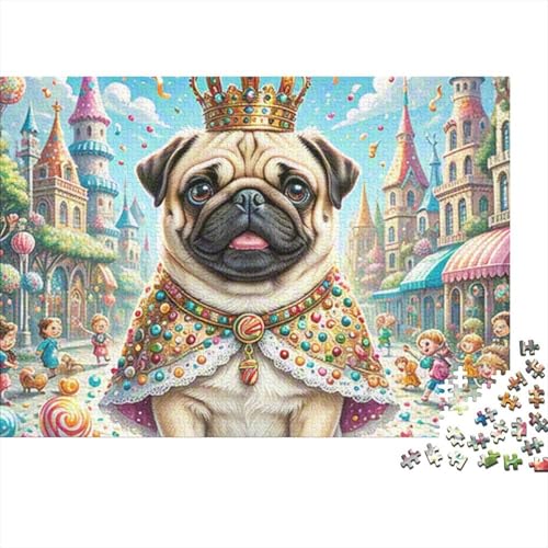 1000 Teile Puzzle Für Erwachsene - Schwieriges Holzlegespiel, Mentales Training,Pug Bunte Fliesen Dekoration, Familientaugliches Geschenk 1000pcs (75x50cm) von FYQTCIAN