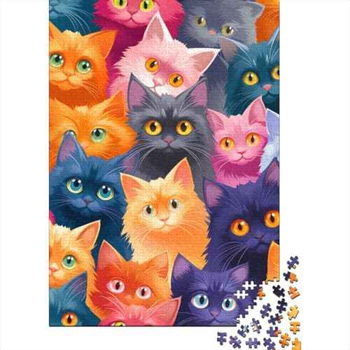1000 Teile Schwieriges Holzpuzzle Katze niedlich - Premium Puzzle Für Erwachsene, Familientaugliches Geschicklichkeitsspiel, Kreative Wanddekoration Geschenk 1000pcs (75x50cm) von FYQTCIAN