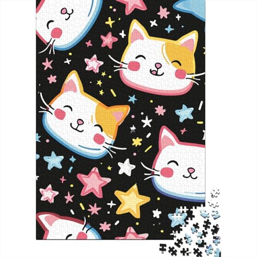 1000 Teile Schwieriges Holzpuzzle Katze4 - Premium Puzzle Für Erwachsene, Familientaugliches Geschicklichkeitsspiel, Kreative Wanddekoration Geschenk 1000pcs (75x50cm) von FYQTCIAN