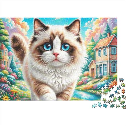1000 Teile Schwieriges Holzpuzzle Ragdoll Cat - Premium Puzzle Für Erwachsene, Familientaugliches Geschicklichkeitsspiel, Kreative Wanddekoration Geschenk 1000pcs (75x50cm) von FYQTCIAN