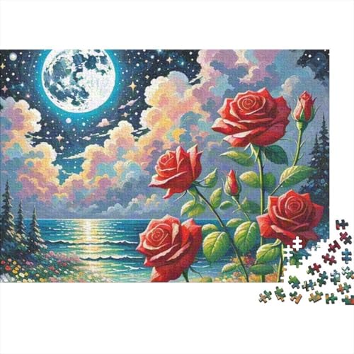 1000 Teile Schwieriges Holzpuzzle Rose - Premium Puzzle Für Erwachsene, Familientaugliches Geschicklichkeitsspiel, Kreative Wanddekoration Geschenk 1000pcs (75x50cm) von FYQTCIAN
