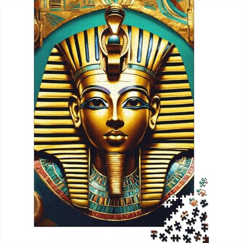 Ägyptischer Pharao 1000 Teile Premium Holz Puzzle Für Erwachsene - Herausforderndes Geschicklichkeitsspiel,Ägyptische Pyramiden Legespiel Für Familie, Wanddekoration Geschenk 1000pcs (75x50cm) von FYQTCIAN
