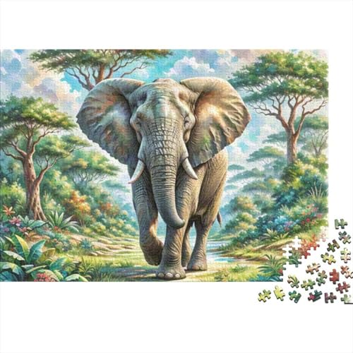 African Elephant Holzpuzzle 1000 Teile Für Erwachsene & Jugendliche - Unmögliches Puzzle Spielzeug, Pädagogisches Geduldspiel, Premium Geburtstagsgeschenk 1000pcs (75x50cm) von FYQTCIAN