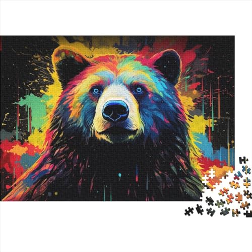 Bär Puzzle 1000 Teile Schwer Puzzle Spielzeug Lernspiel Impossible Kunst Herausforderung Spielzeug Für Erwachsene Und Kinder in Bewährter 1000pcs (75x50cm) von FYQTCIAN
