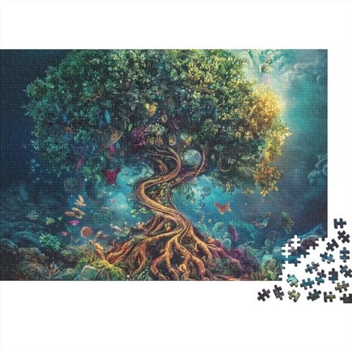 Baum des Lebens Puzzle 1000-teilige Schwer Puzzle Spielzeug Lernspiel Impossible Tier Herausforderungsspielzeug Für Erwachsene Und Kinder Ab 14 Jahren 1000pcs (75x50cm) von FYQTCIAN