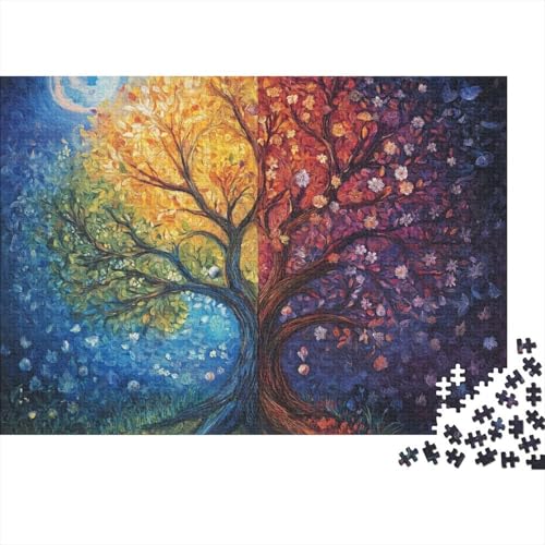 Baum des Lebens Puzzle 1000-teilige Schwer Puzzle Spielzeug Pädagogisches Spiel Impossible Tier Herausforderungsspielzeug Für Erwachsene Und Kinder Ab 12 Jahren 1000pcs (75x50cm) von FYQTCIAN