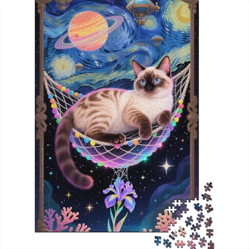 Bengalisch Holz Puzzle 1000 Teile Für Erwachsene - Unmögliches Legespiel, Stressabbau Spielzeug,Cooles Kunstwerk Premium Home Dekoration, 1000pcs (75x50cm) von FYQTCIAN