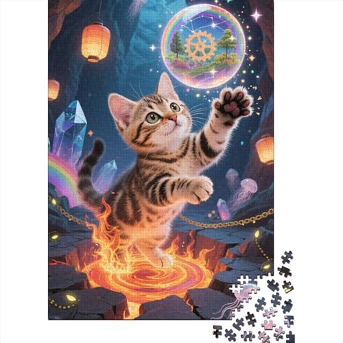 Bengalisch Holz Puzzle 1000 Teile Für Erwachsene - Unmögliches Legespiel, Stressabbau Spielzeug,Cooles Kunstwerk Premium Home Dekoration, 1000pcs (75x50cm) von FYQTCIAN